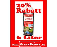 6 x 1 Liter = 6 Liter CleanPrince Teichrein Algenfrei 1000 ml Algenvernichtung Blaualgen Braunalgen Teichreiniger Algenreinigung Teich Reiniger Teichklar Algenentferner