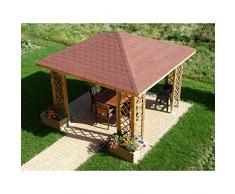 GARTENLAUBE HOLZPAVILLON MIT HOLZDACH 3m x 3m (Außenmaß 3.45m) HÖHE QUALITÄT