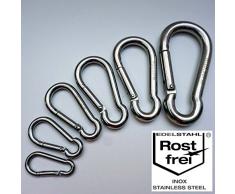 Karabinerhaken Edelstahl Rostfrei Feuerwehrkarabiner A4 Niro Drahtseil, Länge x Stärke:80 x 8
