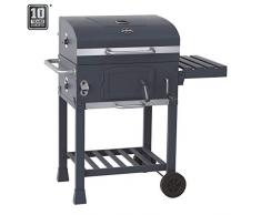 Jamestown Jaxon Holzkohle-Grillwagen mit höhenverstellbarer Kohlewanne & Deckelthermometer inkl. Flaschenöffner | Hochwertiger Grill für EIN gelungenes Barbecue