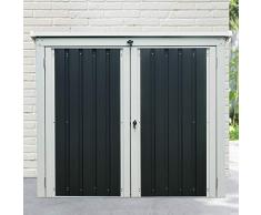 Zelsius Geräteschrank (B) 158 x (T) 101 x (H) 134 cm I Anthrazit I Gartenschrank für den Außenbereich I wetterfest und wasserdicht I Mülltonnenbox für 2 Tonnen
