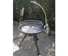 Unbekannt XXL BBQ Schwenkgrill Grill/Edelstahl/Feuerschale 80 cm/Grillrost 70 cm/Rost