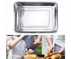 BESTOMZ BBQ Grillplatte Grillschale Edelstahl 45x35x4.8cm