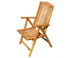 ASS 7-Fach Verstellbarer Gartenstuhl Hochlehner klappbar Verschiedene Modelle aus Teak & Eukalyptus Holz von Farbe:echt Teak Summer