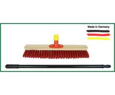 Novaliv Straßenbesen 50 cm I Besen mit Stiel ausziehbar I Elaston rot I Grob I Industriebesen Kehrbesen Gartenbesen Hofbesen