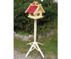 Vogelhaus mit Ständer-(V02+S1)Rot- Vogelhäuser Vogelfutterhaus Vogelhäuschen-aus Holz- Schreinerarbeit-