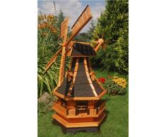Deko-Shop-Hannusch Windmühle, 1,30 m, Windmühlen mit Beleuchtung Solar, Solarbeleuchtung ++kugelgelagert++ Bitum dunkel