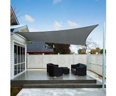 AXT SHADE Sonnensegel Wasserabweisend Rechteck 3x4m, Sonnenschutz imprägniert PES Polyester mit UV Schutz für Terrasse, Balkon und Garten- Graphit