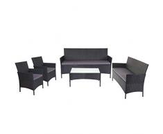 Mendler 3-2-1-1 Poly-Rattan Garten-Garnitur Halden, Lounge-Set Sitzgruppe Sofa ~ anthrazit, Kissen anthrazit