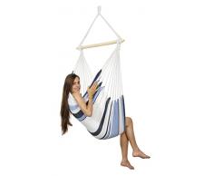 AMAZONAS Hängesessel wetterfest UV-beständig Havanna Marine mit Querstab aus FSC Fichtenholz 110 cm bis 150 kg blaugestreift