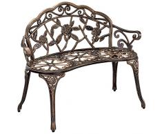 [casa.pro]® Gartenbank Bronze Gusseisen - Wetterfester 2-Sitzer rund aus Metall im Antik-Design - Parkbank/Sitzbank/Eisenbank im Landhausstil