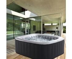Whirlpool MSpa aufblasbar für 4 Personen 158x158cm In-Outdoor Pool 108 Massagedüsen Timer Heizung Aufblasfunktion per Knopfdruck Bubble Spa Wellness Massage