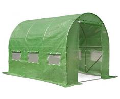 Garden Point Grün Folientunnel Folienhaus Folienzelt Gewächshaus Pflanzenhaus Foliengewächshaus Tomatenhaus 3,5m x 2m x 2 m