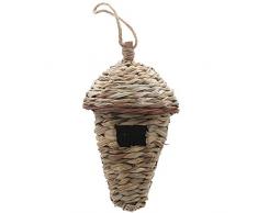 DHRH Gras Vogel Hut, Vogel-Haus, Rastplatz für Vögel, Hängen Naturrasen-Vogel-Nest, Hand-Woven Teardrop Shaped - 100% Naturfaser - Ideal für Finch Canary