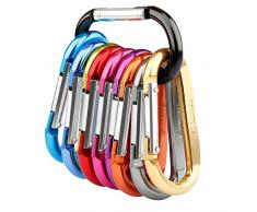 10 Stück gefederter Verschluss Karabiner, Gimars Schlüsselanhänger Aluminium Karabinerhaken für Camping, Angeln, Wandern oder Reisen … (10 COLOR)