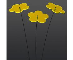 SUNPLAY Sonnenfänger Blumen in GELB, 3 Stück je 10 cm Durchmesser im Set + 35 cm Schwingstäbe