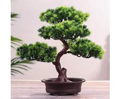 Lionina Künstliche Bonsai Kiefer, Home Office Simulation Kiefer Topfpflanze Dekorativ, Künstliche Blumen Gefälschte Grüne Topfpflanzen Ornamente, Kreative Simulation Bonsai Topf Wohnkultur(2)