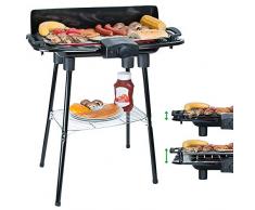 2000 Watt Elektro Grill mit Temperaturregler und Wärmereflektor Gartengrill mit Standfüßen Grillfläche: 45cm x 22cm Inklusive Windfang Barbecue Elektrisch BBQ Tischgrill
