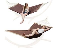 XXL Stabhängematte 2 Personen Hängematte | Liegefläche ca. 185x115 cm | Belastbarkeit bis 150 KG | 100% Baumwolle | AMANKA Hängematten | Braun