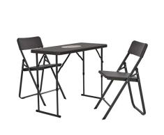 Tidyard 3-TLG. Bistro-Set Klappbar Balkonset Sitzgarnitur aus Tisch & 2 Stühle Gartengarnitur Gartenmöbel Set für Garten, Terrasse und Balkon HDPE Braun Rattanoptik