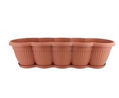EuroDiscount Blumenkasten Balkonkasten Pflanzkasten mit Untersetzer Kunststoff 60 cm Farbauswahl, Farbe:Terracotta