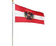normani Aluminium Fahnenmast 6,20 6,80 oder 7,50 Meter Höhe inkl. Deutschlandfahne mit Adler oder Österreich 90x150 Farbe Österreich Größe 6.8 Meter