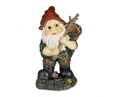 Relaxdays Gartenzwerg mit Eichelkörbchen, wetterfest & frostsicher, Garten & Beet, klassisches Design, Gartenfigur, bunt