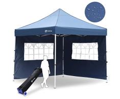 Sekey 3x3m Faltpavillon 100% Wasserdicht für Garten, mit 2 Seitenteilen, Blau