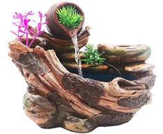 ANXWA Zimmerbrunnen Tischplatte Brunnen Steingarten Harz Innenentspannung Wasserfall Funktion Beruhigende Cascading Desktop Feng Shui Ornamente Für Büro Raumdekoration 21 * 14 * 18 cm