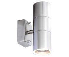 LED Wand Lampe Außen Bereich Edelstahl Terrassen Glas Strahler UP DOWN Globo 3201-2L