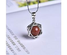 TFOOD Edelstein Anhänger Naturstein,7 Chakra Mode Natürlichen Gold Sandstein Stein Kugel Sternform Anhänger Silber Farbe Halskette Für Lady Schmuck Geschenk