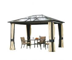 HOMCOM Outsunny Pavillon Gartenpavillon Alu Partyzelt Gartenzelt mit lichtdurchlässigem PC Dach