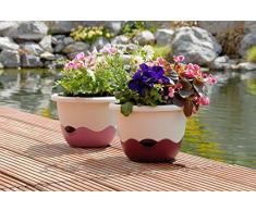 Plastia Blumenampel Mareta Ø 25 u. 30 cm Bewässerungsampel Hängeampel incl. Kette (Durchmesser: 30 cm, dunkel + hell anthrazit)