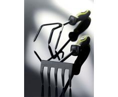 Xclou Kleingrubber in Schwarz, Grubber formgerechter Handgriff aus TPE, Gartenwerkzeug 3 Zinken, Hand-Kultivator pulverbeschichtet, wetterfeste Unkrauthacke