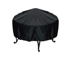 Schutzhülle für Feuerschale runde Wasserdichtes Feuerstelle Abdeckung UV-Schutz Polyester Schwarz Outdoor Round Barbecue Staubschutz