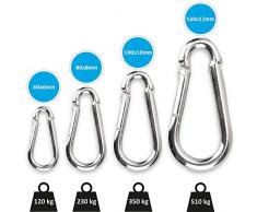 C.P. Sports Karabinerhaken 80mm x 8 mm & 60mm x 6mm 1-60 Stück Karabiner Haken Schnapphaken (8 x 80 mm, 1 Stück)