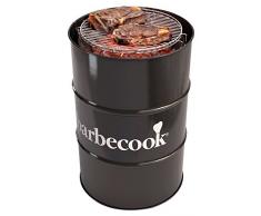 Barbecook Holzkohlegrill Fass-Form Tonne Verchromter Grill-Rost verstellbar Ø 47.5 Garten Höhe 89-cm, schwarz
