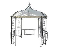 Mendler Pergola Almeria, Rundpavillon Garten Pavillon, stabiles Stahl-Gestell Ø 3m ~ Creme