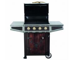 Tepro Gasgrill Hunter Valley, 4 Edelstahlbrenner je 4,4 kW, Gesamtleistung max. 17,6 kW, 2 emaillierte Guss-Grillroste, je ca. 30,5 x 49 cm, Deckelgriff aus Aluminiumguss in Geweihform | 3141
