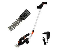 DELTAFOX Akku Grasschere Strauchschere Heckenschere Rasenschere Set mit Teleskopstiel und Räder - 3,6 V 1,5 Ah - Gras-/Strauchmesser 80/120 mm - 1 h Schnellladegerät