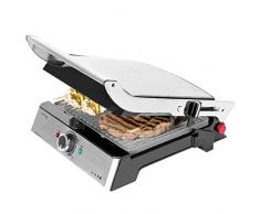 Cecotec Rock´n Grill Pro. Steinplatte aus Stein, abnehmbare und umkehrbare Platten, 180º-Öffnung, breite Oberfläche 34 x 23 cm, 2000 W, Edelstahl