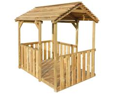 Festnight- Outdoor Pavillon Kinder Spielhaus 122,5 x 160 x 163 cm Kinderspielhaus-Set aus Grün Impr?gniertes Kiefernholz