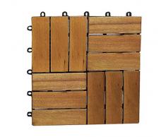 SAM Terrassenfliese 02 Akazien-Holz FSC® 100%, Einzelfliese 30x30 cm, Bodenbelag mit Drainage, Mosaik Klickfliesen