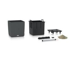 LECHUZA CUBE Cottage 50 Pflanzgefäß mit Erd-Bewässerungs-System, Granit, 50 x 50 x 50 cm