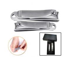 WedDecor Nagelknipser mit Hülle Edelstahl Nagelschneider Maniküre, Pediküre, Nagel Spaltaxt, Fingernagel, Zehennagel, 3-teilig - Silber