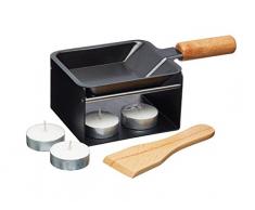 Kitchen Craft Raclette Master Class Artesa für 1 Person, Holz, Schwarz/Beige, 28 x 18 x 18 cm