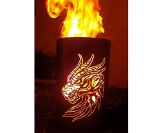Tiko-Metalldesign Feuertonne/Feuerkorb mit Drachen Motiv (Fire-Dragen)