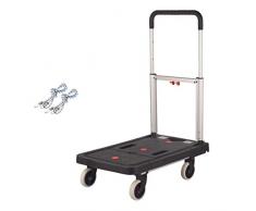 Einkaufstrolleys Gartenwerkzeugwagen Wagen Sackkarre Aluminiumlegierungslastwagen Heim-Allradgepäckwagen, Lager Über 150kg Laufkatzen (Color : Black, Size : 68 * 41 * 92cm)