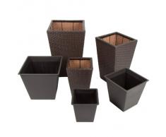 Ultranatura Pflanzkübel 3er-Set Palma, Blumenkübel Polyrattan, Pflanztopf groß & klein, Pflanzsäule grau, Blumentopf mit Einsatz, Pflanzenkübel modern
