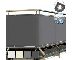 Sol Royal SolVision Balkon Sichtschutz Grau PB2 PES blickdichte Balkonumspannung 90x300 cm – Balkonbespannung mit Ösen und Kordel - in div. Größen & Farben